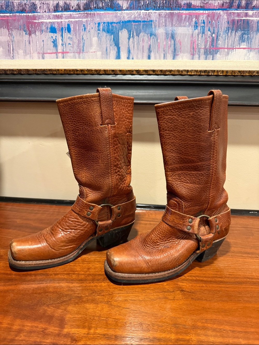 Frye Brown Leather Mid-Calf Harness Boots - Picture 3 of 10